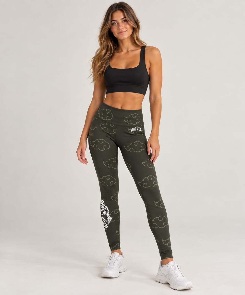 Darc Sport Naruto Leggings Medium Pine Green Akatsuki Cloud Wolves Size XS